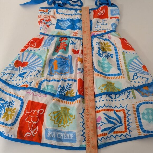 Day + Moon Ma Cheri Mini Dress Womens Size Small Blue Floral Shoulder Straps - Picture 14 of 15